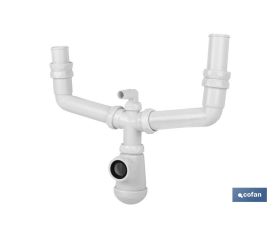 SIFÓN BOTELLA CON SALIDA Ø32-40, DOBLE RACOR 1 1/2 Y TOMA AUXILIAR