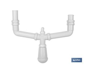 SIFÓN BOTELLA CON SALIDA Ø32-40, DOBLE RACOR 1 1/2 Y TOMA AUXILIAR