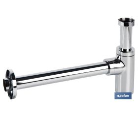 SIFÓN BOTELLA CROMADO CILÍNDRICO SALIDA Ø32-40 330 MM Y RACOR 1 1/4