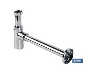SIFÓN BOTELLA CROMADO CILÍNDRICO SALIDA Ø32-40 330 MM Y RACOR 1 1/4