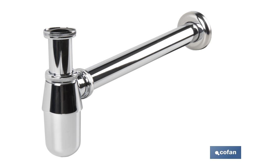 SIFÓN BOTELLA CROMADO SALIDA Ø32-40 330 MM Y RACOR 1 1/4