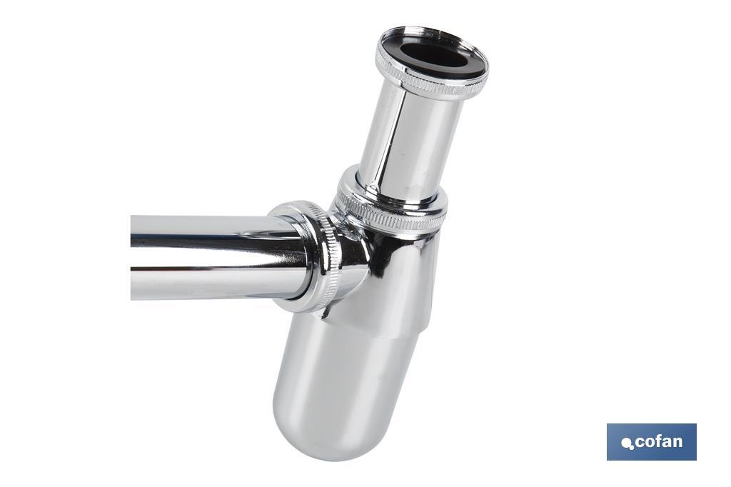 SIFÓN BOTELLA CROMADO SALIDA Ø32-40 330 MM Y RACOR 1 1/4