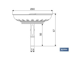 REJILLA FILTRO CESTA DESAGÜE PASADOR PLASTICO Ø80 MM
