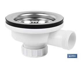 VÁLVULA FREGADERO 1 1/2 x 115 CON CESTA REJILLA Y REBOSADERO