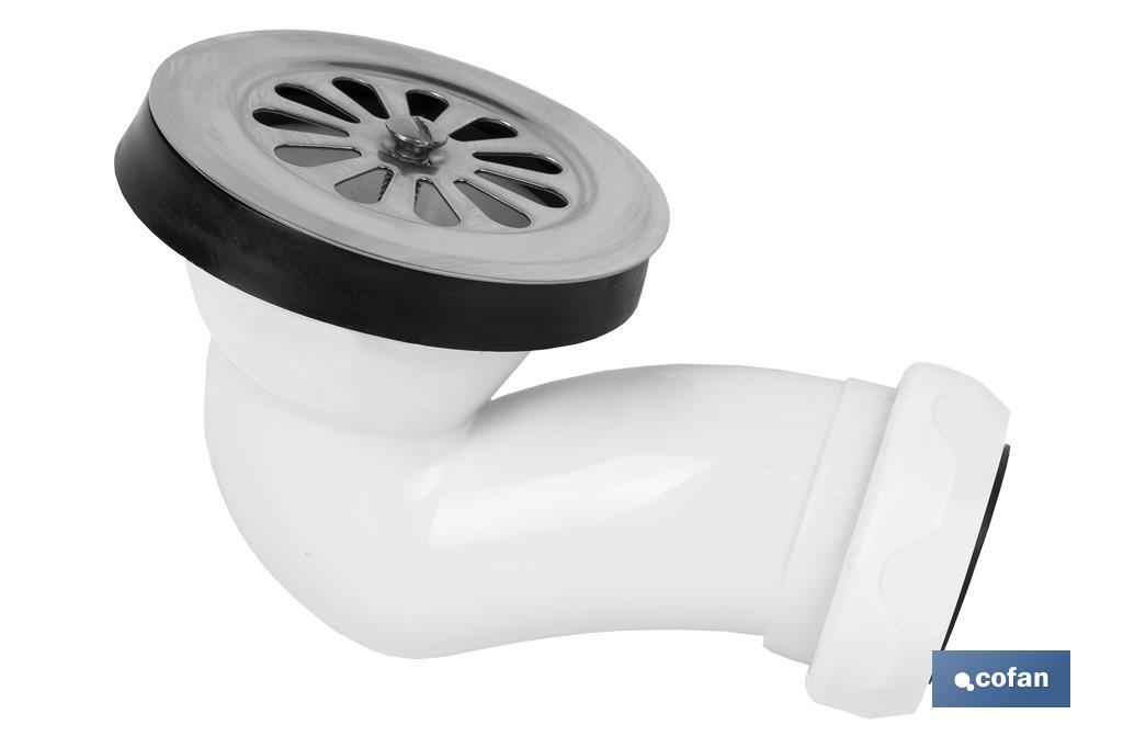 VÁLVULA SIFÓNICA PLATO DE DUCHA Ø60 CON SALIDA Ø32-40 Y REJILLA INOX.