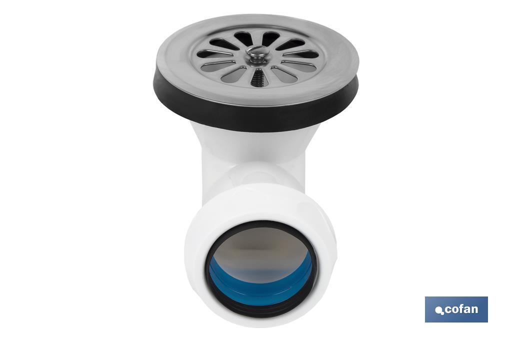 VÁLVULA SIFÓNICA PLATO DE DUCHA Ø60 CON SALIDA Ø32-40 Y REJILLA INOX.