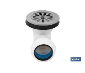 VÁLVULA SIFÓNICA PLATO DE DUCHA Ø60 CON SALIDA Ø32-40 Y REJILLA INOX.