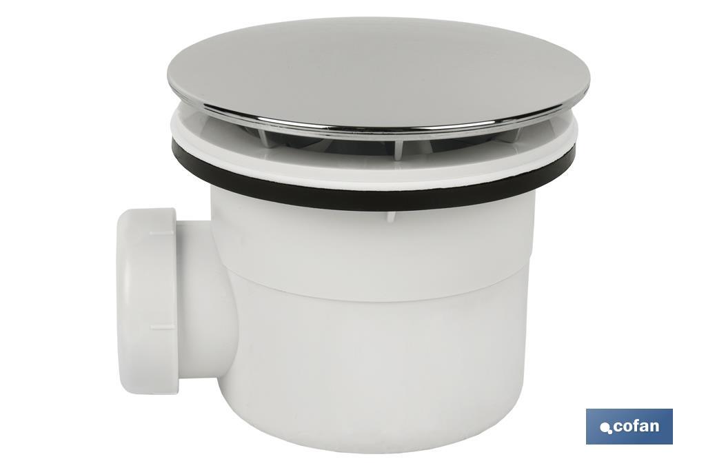 VÁLVULA SIFÓNICA PLATO DE DUCHA Ø60 CON SALIDA Ø32-40 Y EMBELLECEDOR CROMADO