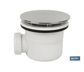 VÁLVULA SIFÓNICA PLATO DE DUCHA Ø90 CON SALIDA Ø32-40 Y EMBELLECEDOR CROMADO