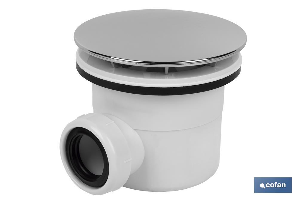 VÁLVULA SIFÓNICA PLATO DE DUCHA Ø60 CON SALIDA Ø32-40 Y EMBELLECEDOR CROMADO