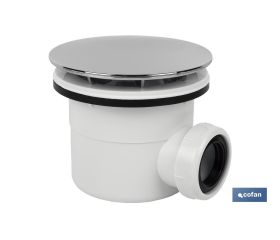 VÁLVULA SIFÓNICA PLATO DE DUCHA Ø90 CON SALIDA Ø32-40 Y EMBELLECEDOR CROMADO