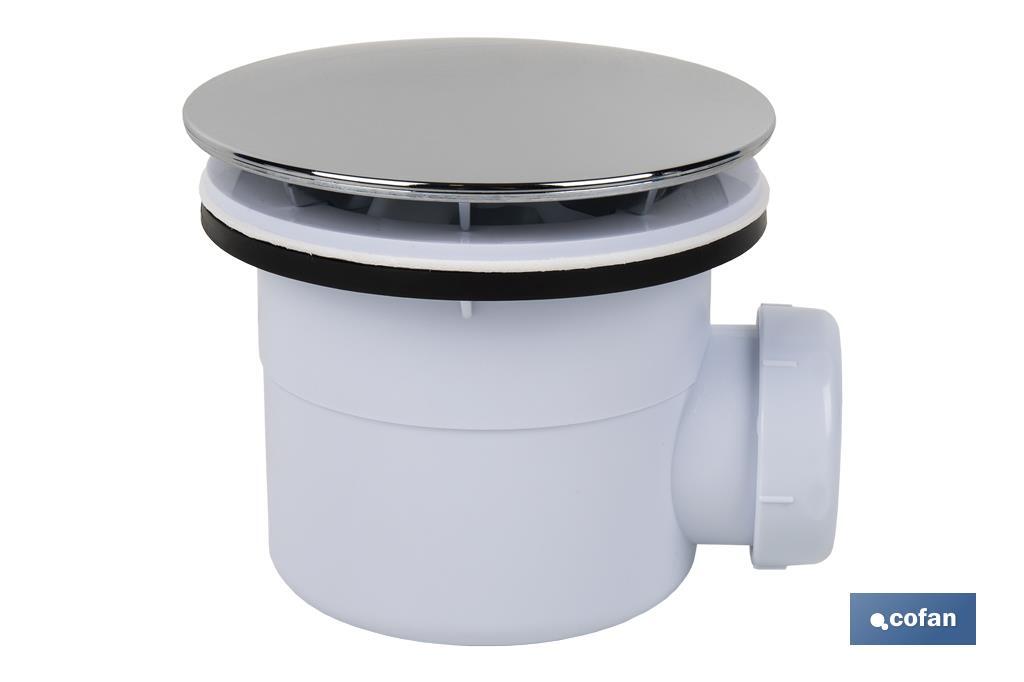 VÁLVULA SIFÓNICA PLATO DE DUCHA Ø60 CON SALIDA Ø32-40 Y EMBELLECEDOR CROMADO