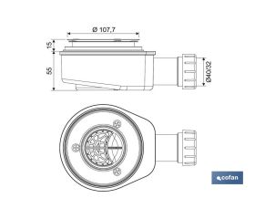 VÁLVULA SIFÓNICA DUCHA EXTRAPLANA CON SALIDA Ø32-40 SIN EMBELLECEDOR