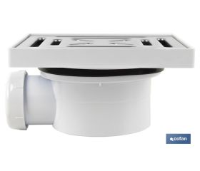 Sumidero con Válvula Sifónica | Para Plato de Ducha de Obra | Medidas: 146 x 146 mm | Salida de Ø40 mm