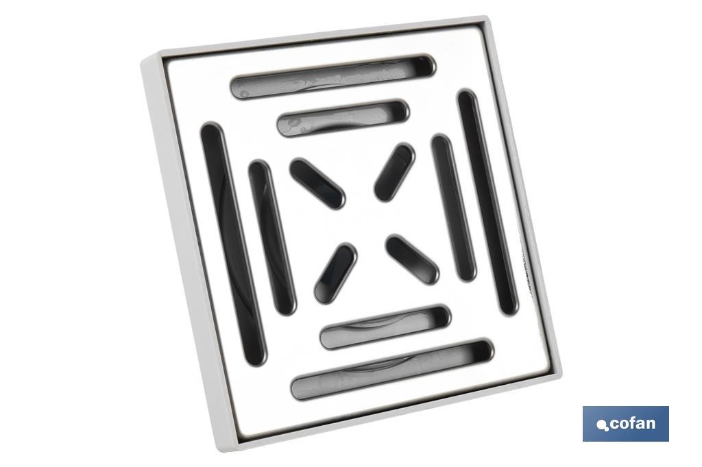 VÁLVULA SIFÓNICA SUMIDERO 146x146 MM CON SALIDA Ø32-40 Y TAPA ACERO INOX.