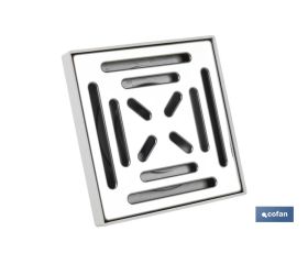 VÁLVULA SIFÓNICA SUMIDERO 146x146 MM CON SALIDA Ø32-40 Y TAPA ACERO INOX.