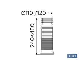 MANGUITO DE CONEXIÓN EXTENSIBLE PARA INODORO Ø110 - 120 MM
