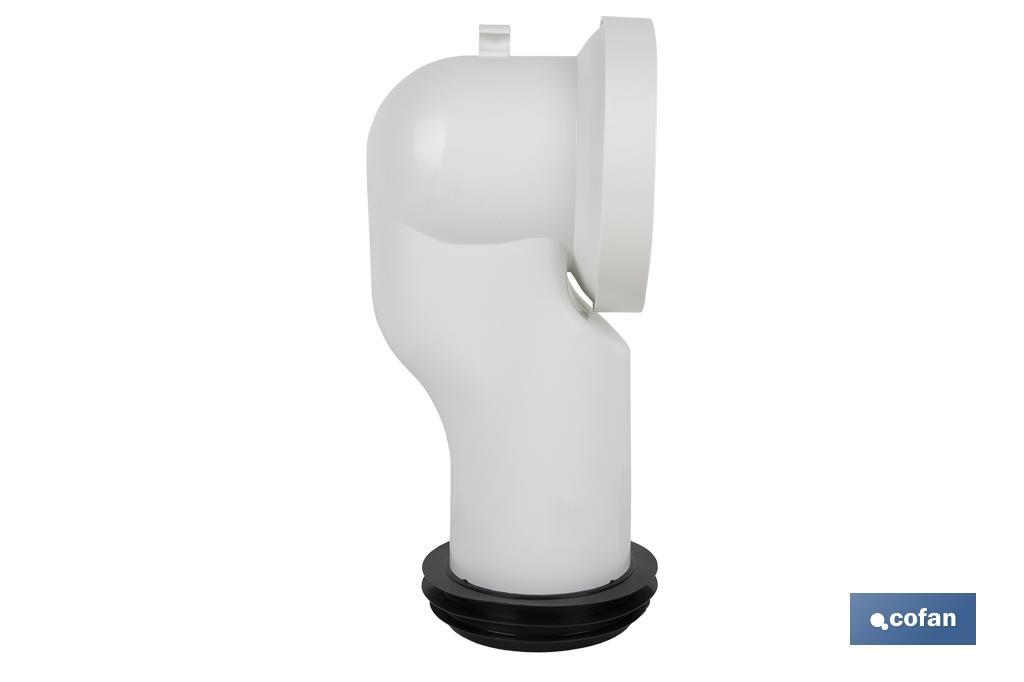 MANGUITO DE CONEXIÓN ACODADO 90° PARA INODORO CON GOMA LABIADA Ø110 MM