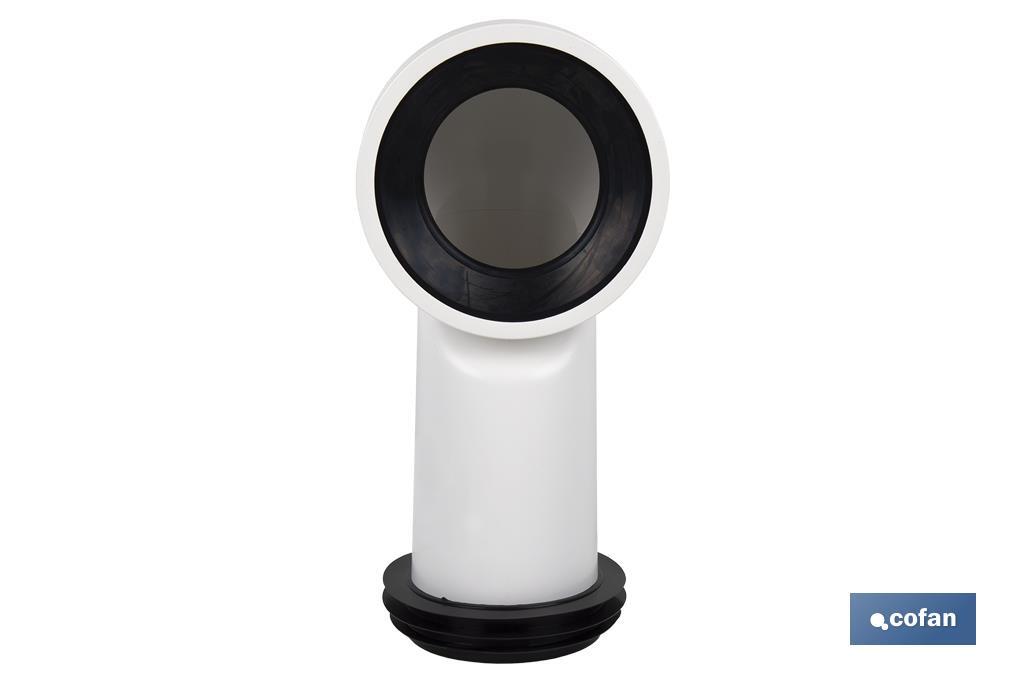 MANGUITO DE CONEXIÓN ACODADO 90° PARA INODORO CON GOMA LABIADA Ø110 MM