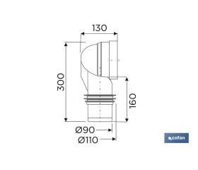 MANGUITO DE CONEXIÓN ACODADO 90° PARA INODORO CON GOMA LABIADA Ø110 MM