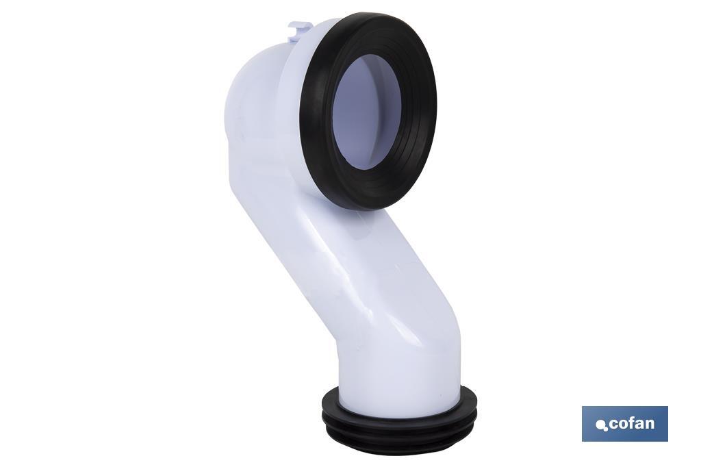 MANGUITO DE CONEXIÓN ACODADO 45° PARA INODORO CON GOMA LABIADA Ø110 MM