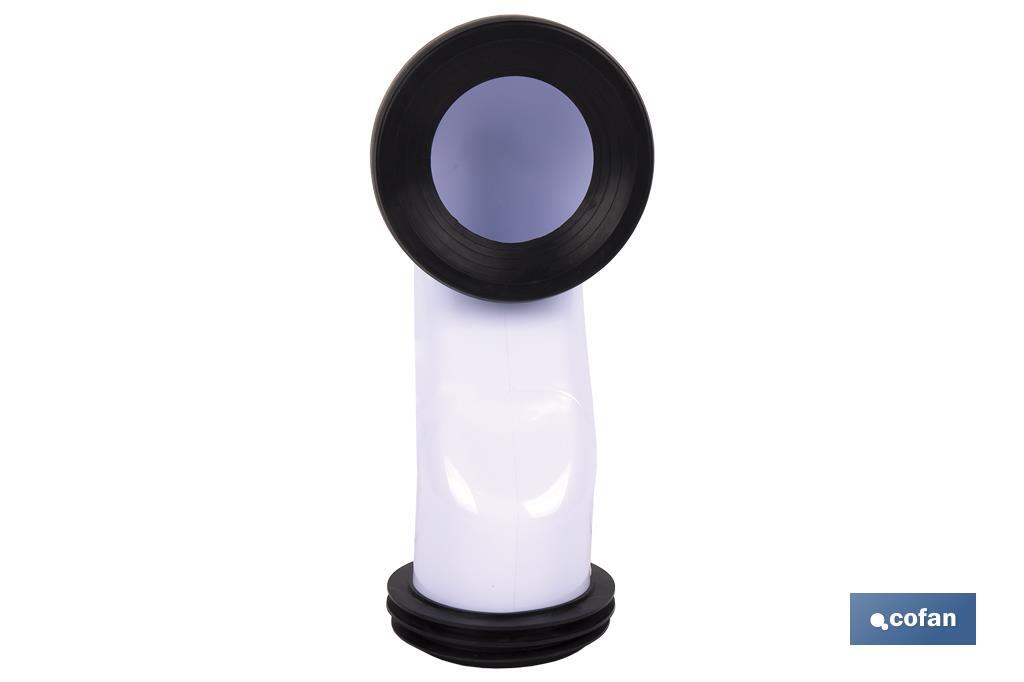 MANGUITO DE CONEXIÓN ACODADO 45° PARA INODORO CON GOMA LABIADA Ø110 MM