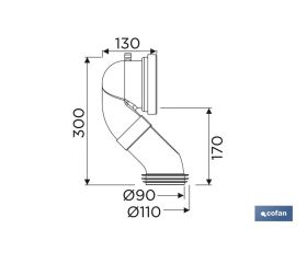 MANGUITO DE CONEXIÓN ACODADO 45° PARA INODORO CON GOMA LABIADA Ø110 MM