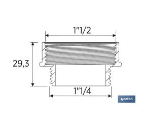 ADAPTADOR CONVERTIDOR 1 1/4 MACHO - 1 1/2 HEMBRA PARA TUBO FLEXIBLE