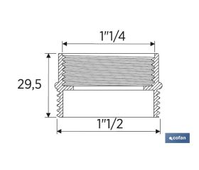 ADAPTADOR CONVERTIDOR 1 1/2 MACHO - 1 1/4 HEMBRA PARA TUBO FLEXIBLE