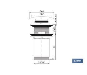 VÁLVULA CLICK-CLACK LARGA TAPÓN GRANDE Ø66 MM
