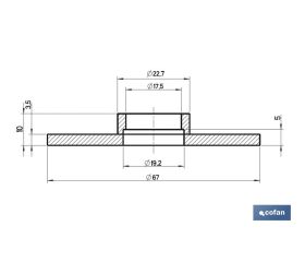 GOMA Ø19,2 x Ø67 x 3,5 MM CIERRE CON CUELLO PARA DESCARGADOR CISTERNA BAJA