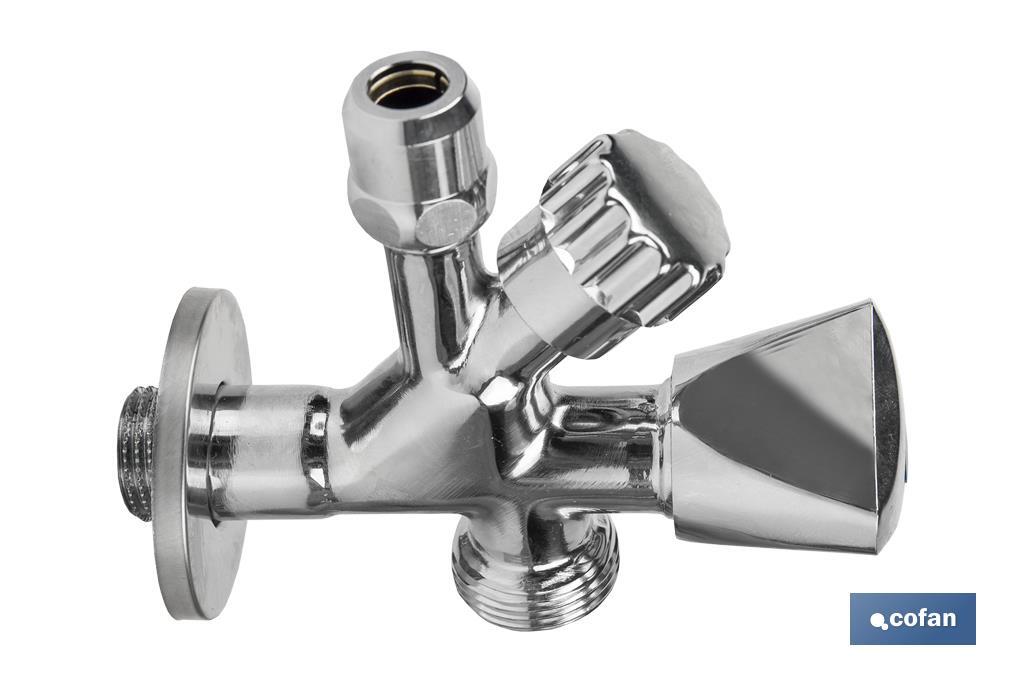 VÁLVULA DE ESCUADRA 1/2 X 3/4 X 3/8 MODELO COMBI