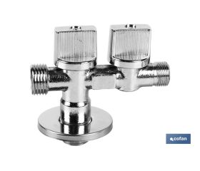 VÁLVULA DE ESCUADRA 1/2 x 1/2 x 3/8 DOBLE SALIDA