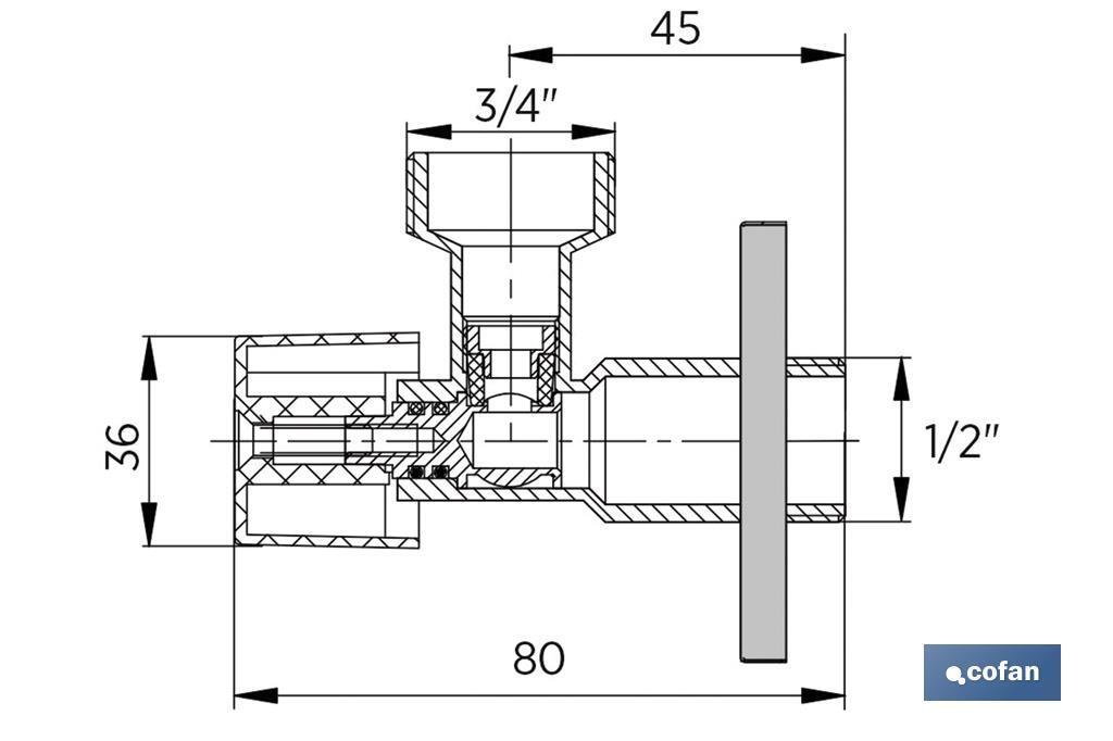 VÁLVULA DE ESCUADRA 1/2 X 3/4 VOLANTE GRANDE