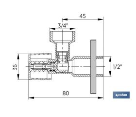 VÁLVULA DE ESCUADRA 1/2 X 3/4 VOLANTE GRANDE