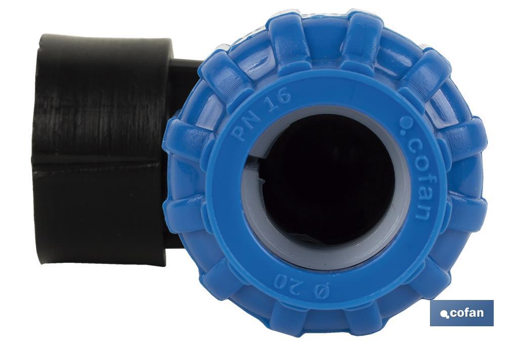 CODO 90° ROSCA HEMBRA PP PN16 20 X 1/2