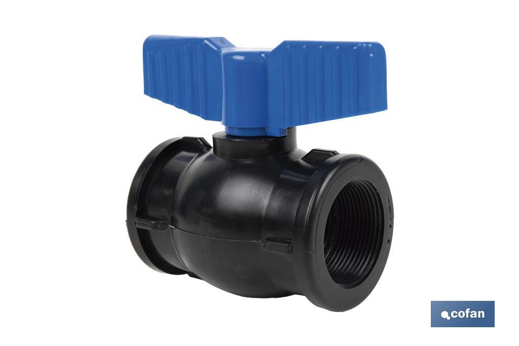 VÁLVULA DE BOLA ROSCA H-H PP PN16 1 1/2 X 1 1/2