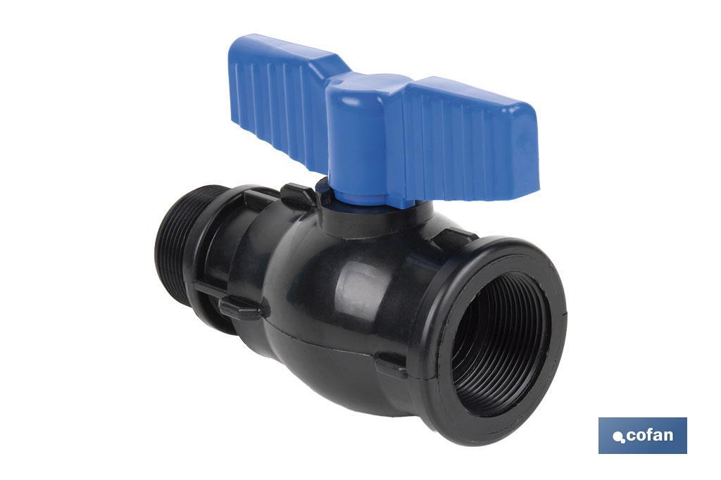 VÁLVULA DE BOLA ROSCA M-H PP PN16 1 1/2 X 1 1/2