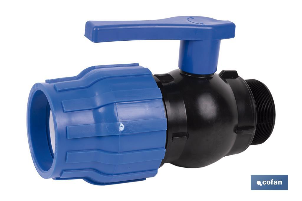 ENLACE VÁLVULA DE BOLA ROSCA MACHO PP PN16 20 X 1/2