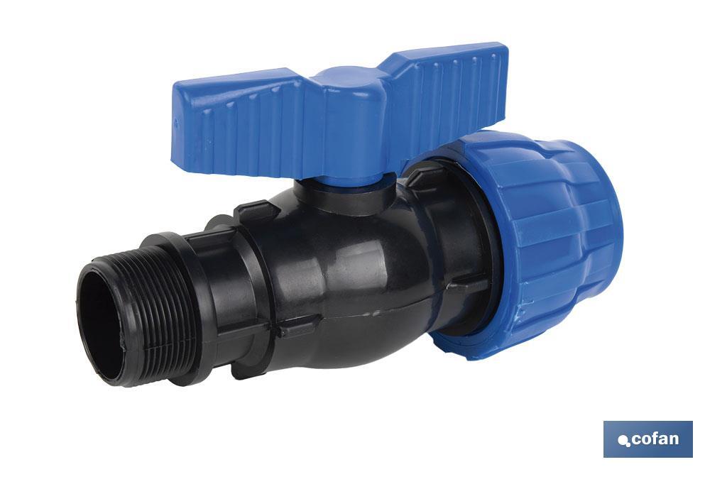 ENLACE VÁLVULA DE BOLA ROSCA MACHO PP PN16 20 X 1/2