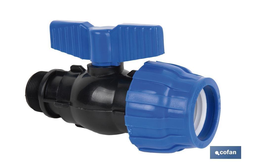 ENLACE VÁLVULA DE BOLA ROSCA MACHO PP PN16 50 X 1 1/2