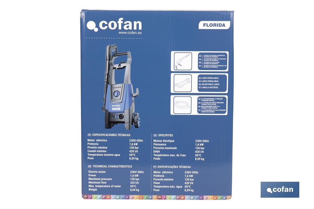 LIMPIADORA ALTA PRESIÓN MODELO FLORIDA 1,6 Kw 5 M MANGUERA