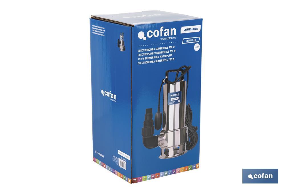 ELECTROBOMBA SUMERGIBLE MODELO LOUSIANA 750 W 10 M CABLE CAUDAL 13.000 L/H