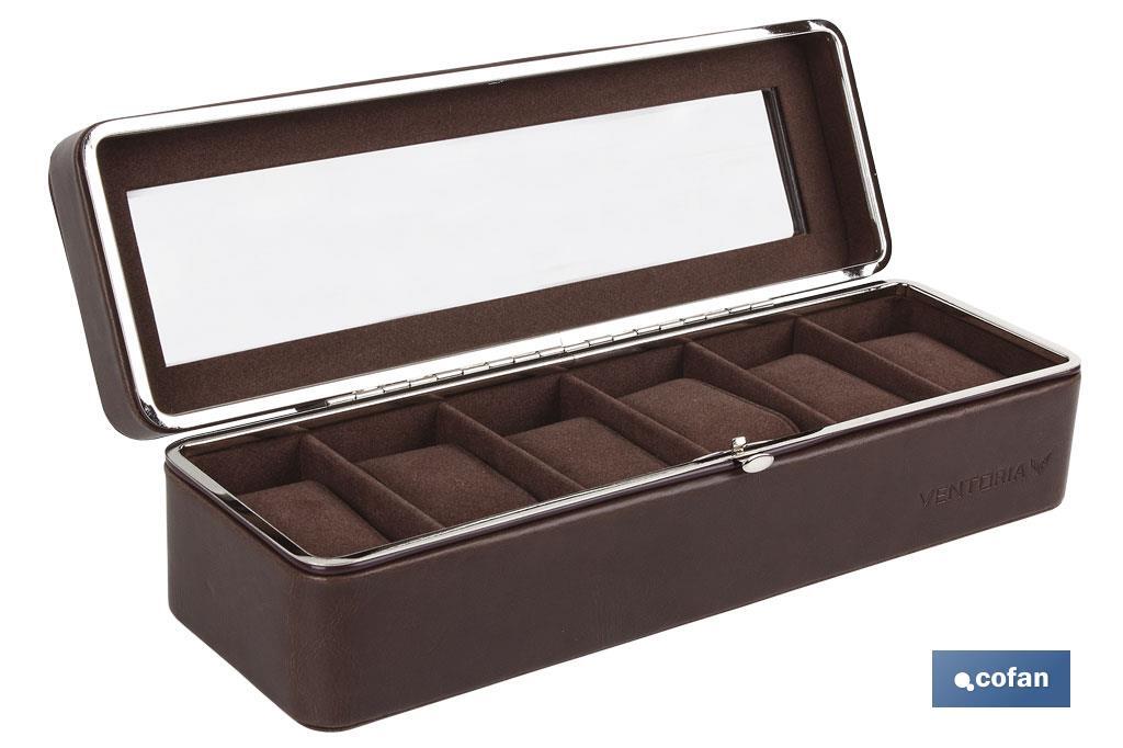 CAJA GUARDA RELOJES 5 UDS PIEL NEGRA