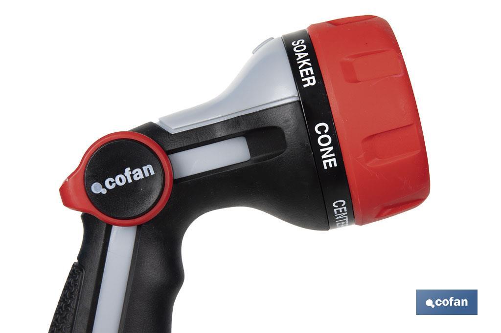 PISTOLA DE RIEGO 7 POSICIONES CON CONTROL DE CAUDAL EN EL PULGAR