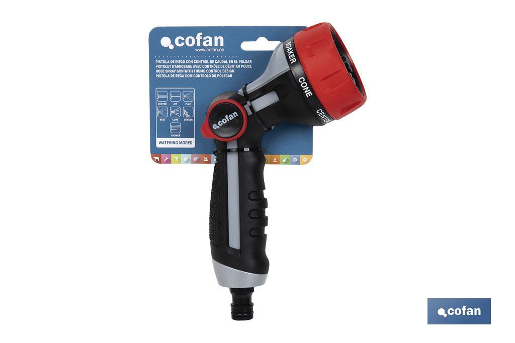 PISTOLA DE RIEGO 7 POSICIONES CON CONTROL DE CAUDAL EN EL PULGAR