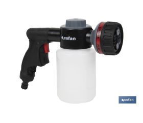 PISTOLA DE RIEGO 6 POSICIONES CON DEPÓSITO DISPENSADOR