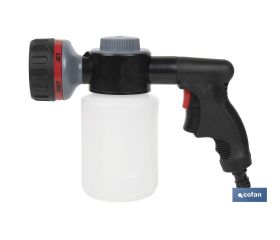 PISTOLA DE RIEGO 6 POSICIONES CON DEPÓSITO DISPENSADOR