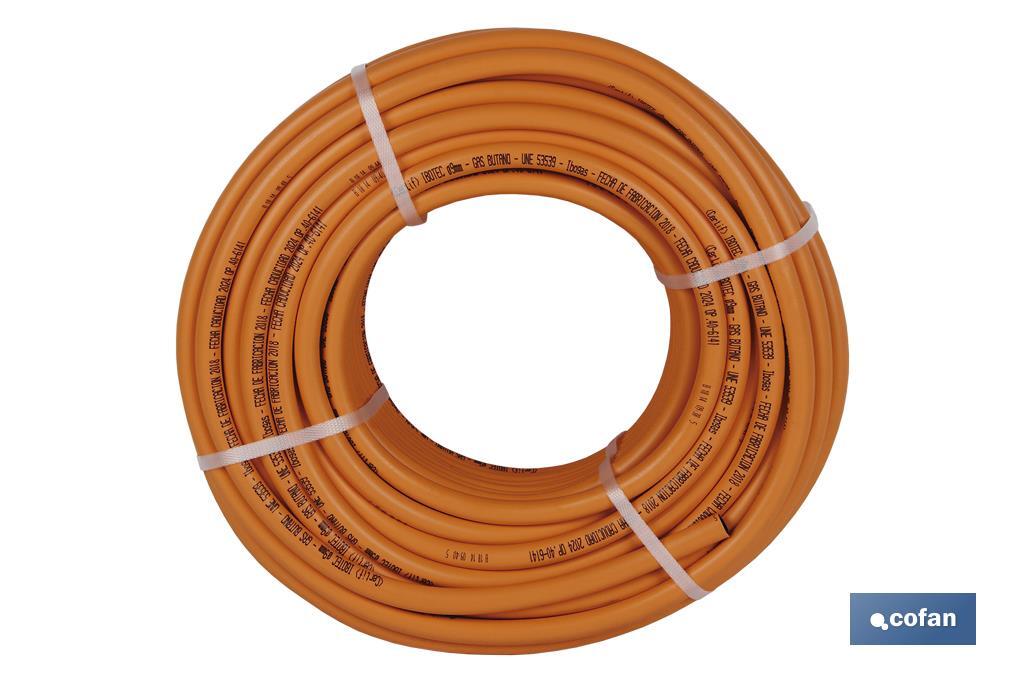 TUBO GAS FLEXIBLE NARANJA UNE 53539 Ø8x60 m