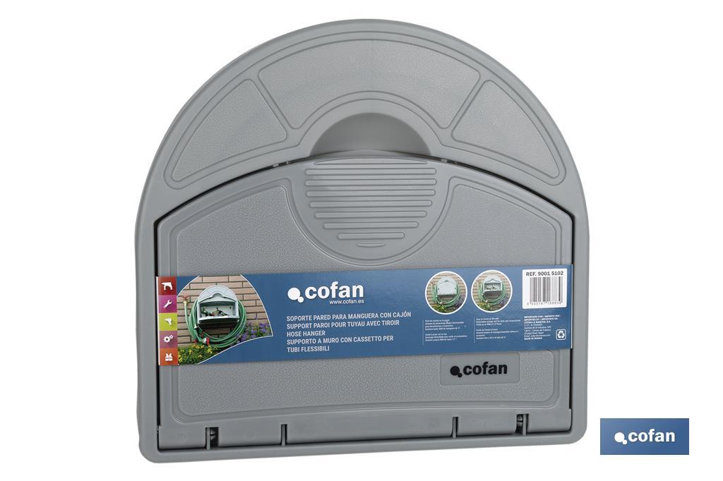 SOPORTE PARED PARA MANGUERA CON CAJÓN